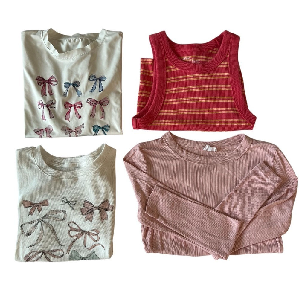 2/$30 Hollister Aerie Cotton On White and Pink Feminine Top Bundle Lot SZ S